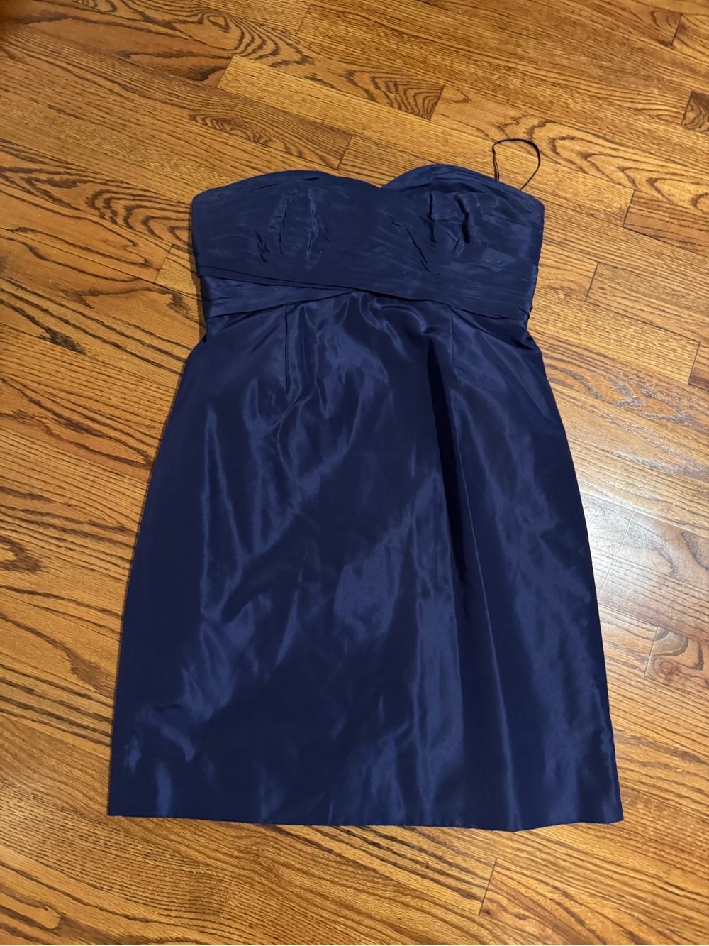 J. Crew Strapless Navy Satin Cocktail Dress